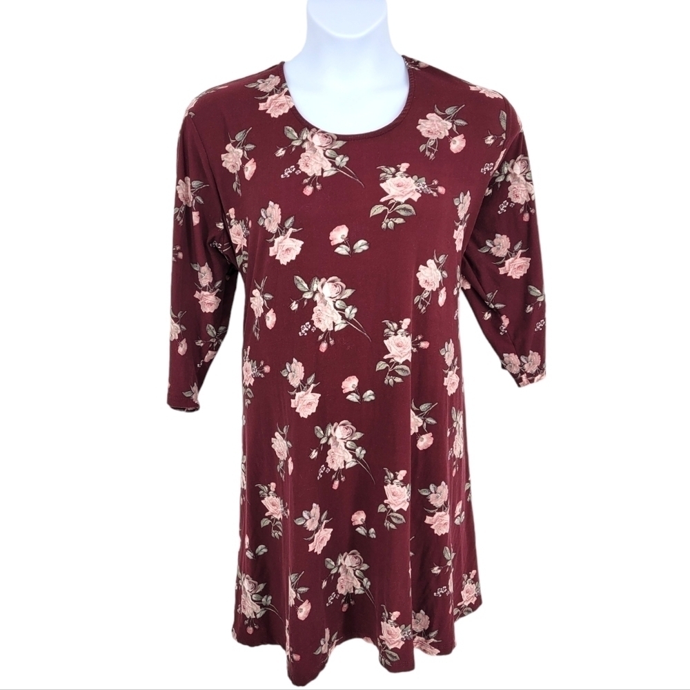Justify Super Comfy Flowy Flower Maroon Dress‎ Size 3X